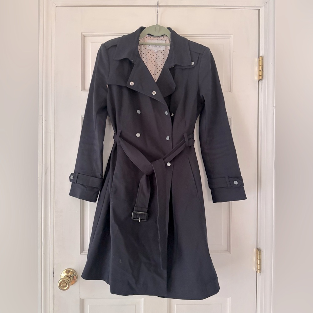 Black Rivet Trench Coat, Navy